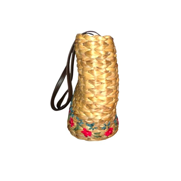 Natural Life Nantucket Large Flower Embroidered Straw Market Tote Bag 17"X12"X6" - Picture 2 of 11